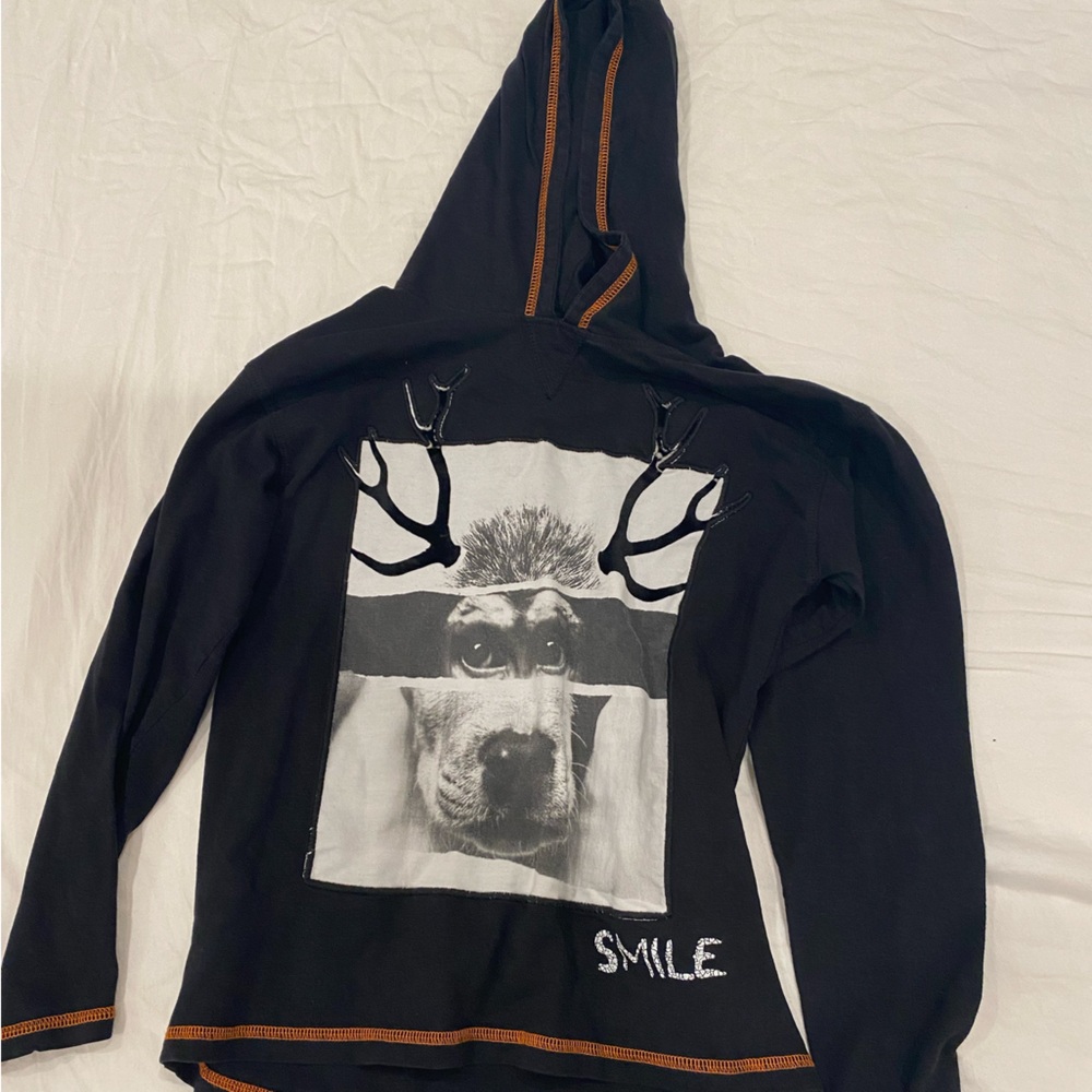 Desigual Black Hoodie with Orange Stitching